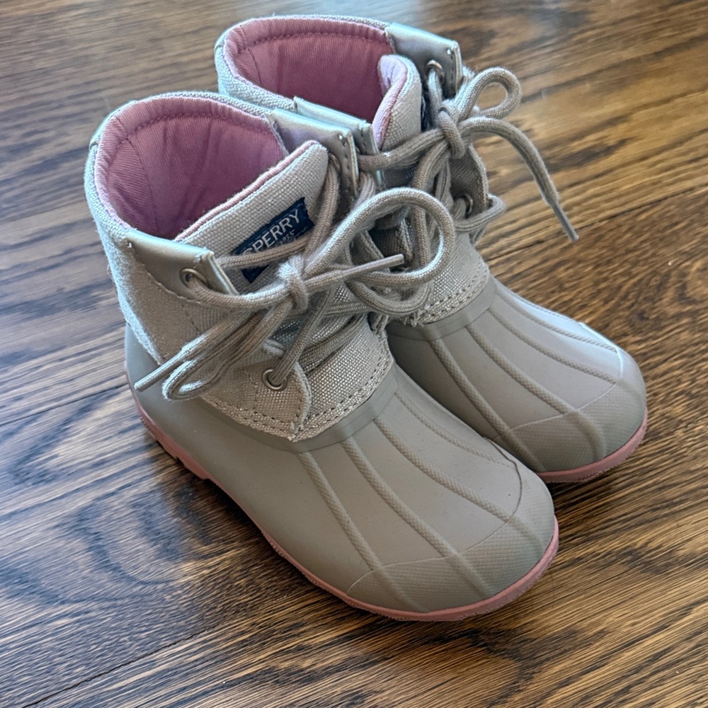 Sperry Kids' Tan and Pink Rain Boots